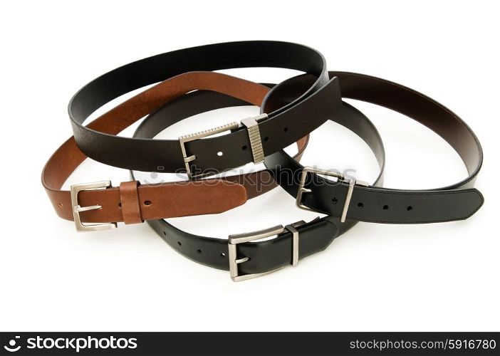 Leather belt isolated on the white background