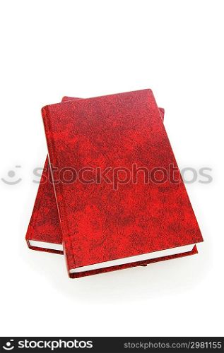 Leather-bound books isolated on the white background