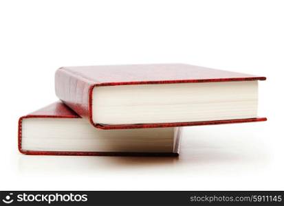 Leather-bound books isolated on the white background