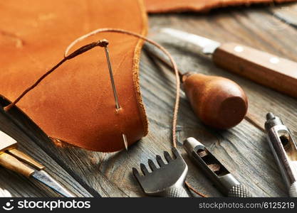 Leather crafting DIY tools still life