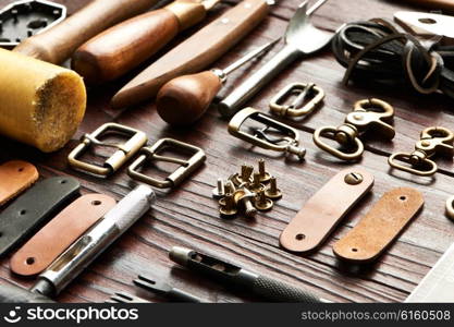 Leather crafting DIY tools still life