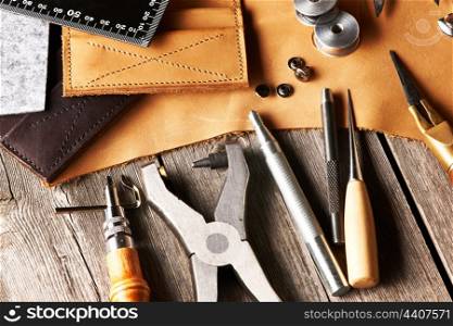 Leather crafting tools still life