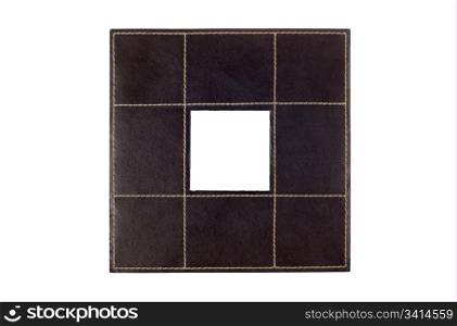 Leather picture frame isolated on white background.