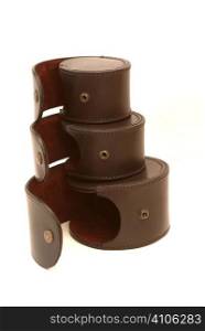 Leather reel holders for fly fishing