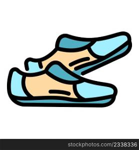 Leather shoes nordic walking icon. Outline leather shoes nordic walking vector icon color flat isolated. Leather shoes nordic walking icon color outline vector