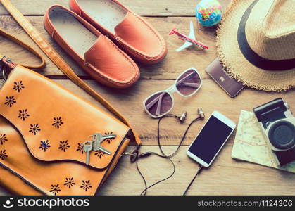 Leather shoes on the wooden floor.