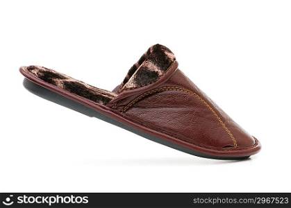 Leather slippers isolated on the white background