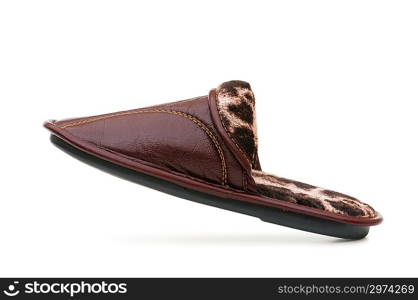 Leather slippers isolated on the white background