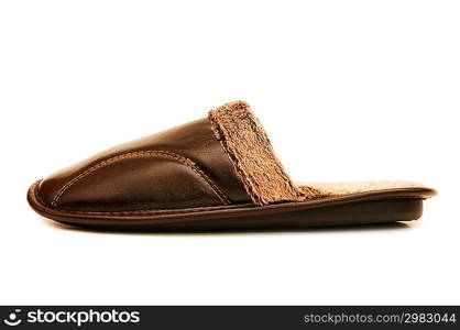 Leather slippers isolated on the white background