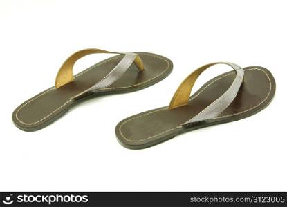 leather slippers isolated on white background