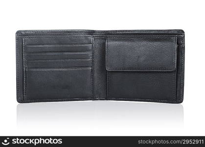 Leather wallet isolated on the white