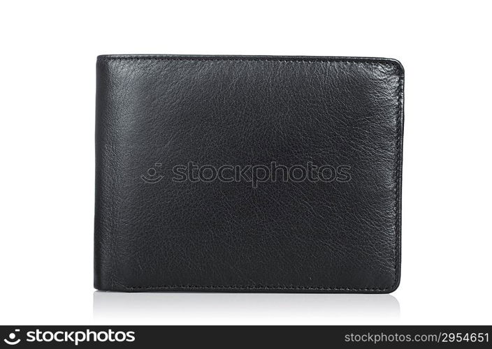 Leather wallet isolated on the white