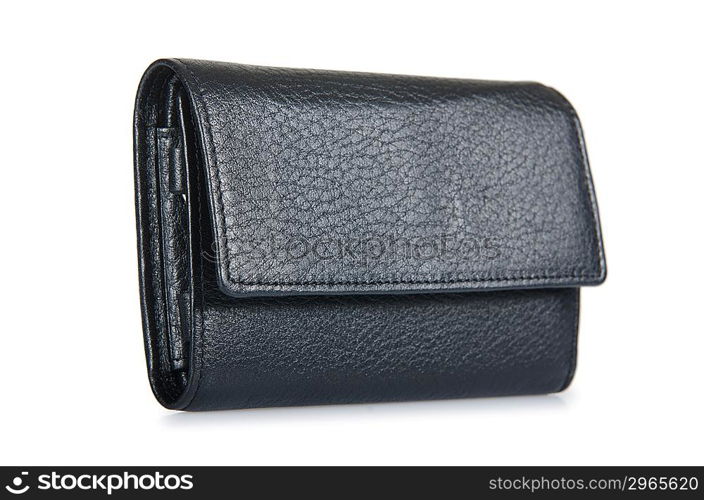 Leather wallet isolated on the white