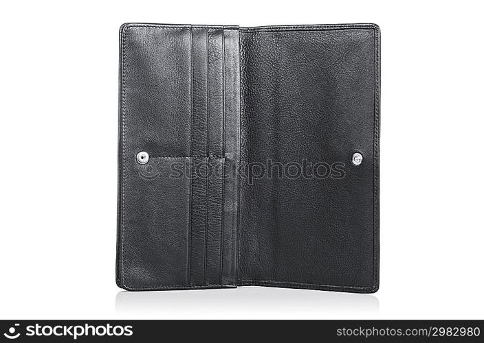 Leather wallet isolated on the white