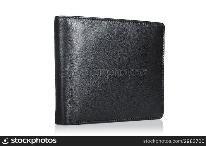 Leather wallet isolated on the white