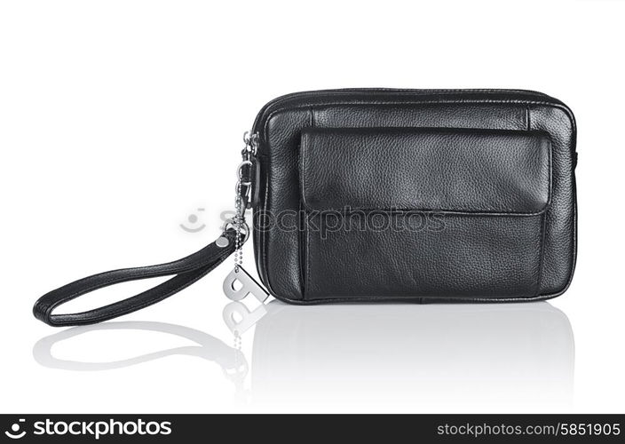 Leather wallet isolated on the white