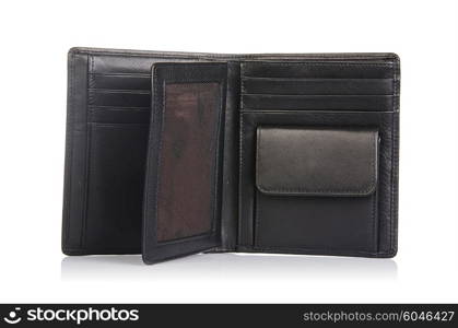 Leather wallet isolated on the white