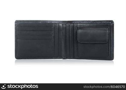 Leather wallet isolated on the white