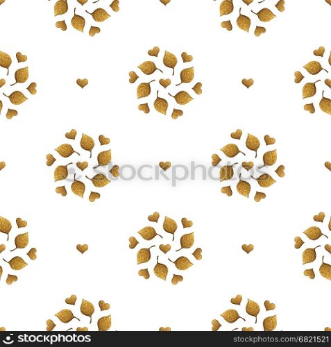 Leaves pattern. Gold hand painted seamless background. Abstract leaf golden illustration.. Leaves pattern. Gold hand painted seamless background. Abstract leaf illustration.
