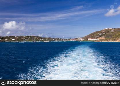 Leaving Red Hook harbor on the island of St Thomas in the Caribbean