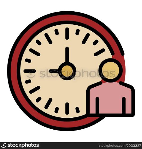 Lecture time clock icon. Outline lecture time clock vector icon color flat isolated. Lecture time clock icon color outline vector