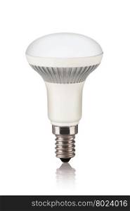 LED lamp. Energy saving LED light bulb isolated on a white bakground