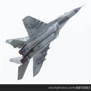 LEEUWARDEN, THE NETHERLANDS - JUN 10, 2016: Slovak Air Force MiG-29 Fulcrum during a demonstration at the Royal Netherlands Air Force Days