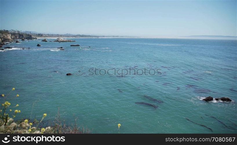 Left pan of the rugged coast of Pismo Beach,California