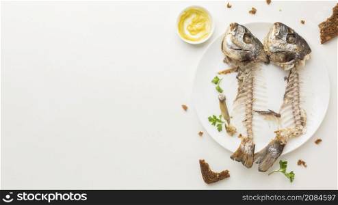 leftover food waste fish bones