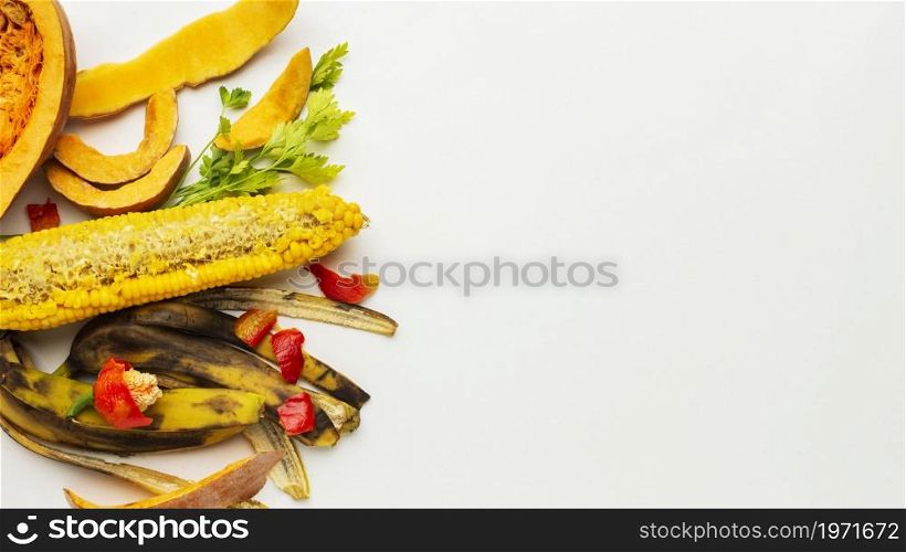leftover food waste fruit top view. High resolution photo. leftover food waste fruit top view. High quality photo
