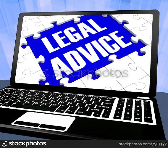 . Legal Advice On Laptop Showing Legal Assistance And Legal Counsel
