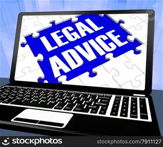 . Legal Advice On Laptop Showing Legal Assistance And Legal Counsel