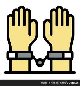 Legal handcuffs icon. Outline legal handcuffs vector icon color flat isolated. Legal handcuffs icon color outline vector