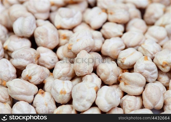 Legumes a healthy meal. Many chickpeas close