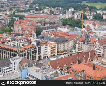Leipzig aerial view. Aerial view of the city of Leipzig in Germany with the Markt market square