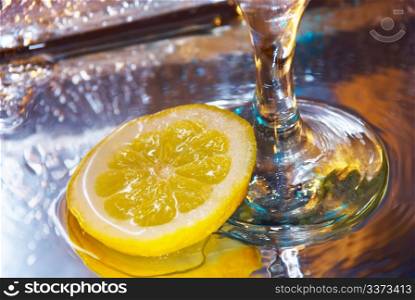 lemon and a wine glass