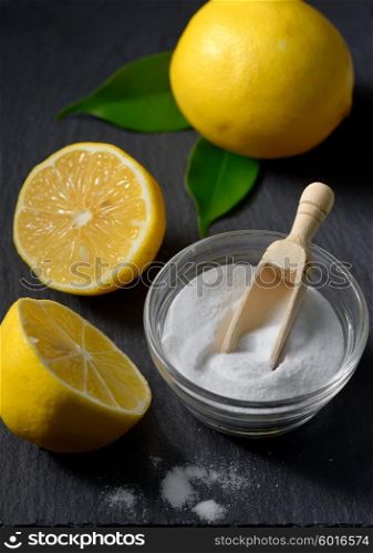 Lemon and baking soda for natural face scrub