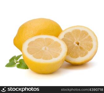 Lemon and citron mint leaf isolated on white background