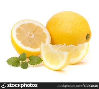 Lemon and citron mint leaf isolated on white background