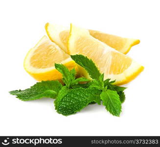 lemon and mint isolated