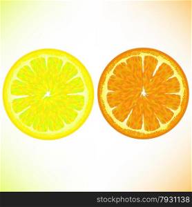 Lemon and Orange Isolated on White Background. Lemon and Orange