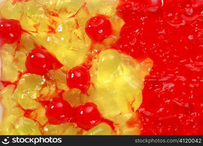lemon and strawberry red and yellow jelly