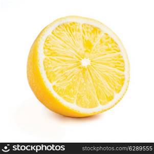 Lemon cut half slice isolated on white background