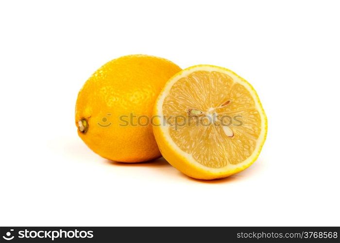 Lemon Cut in Half Isolated on White Background