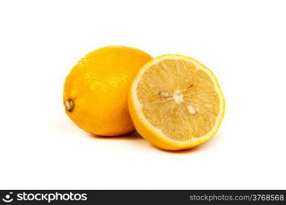 Lemon Cut in Half Isolated on White Background