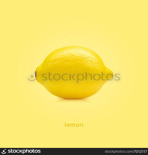 Lemon fruit on yellow background. Lemon fruit