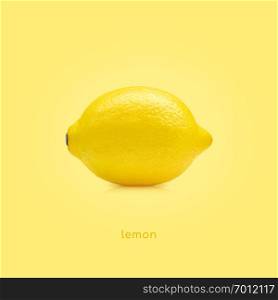 Lemon fruit on yellow background. Lemon fruit