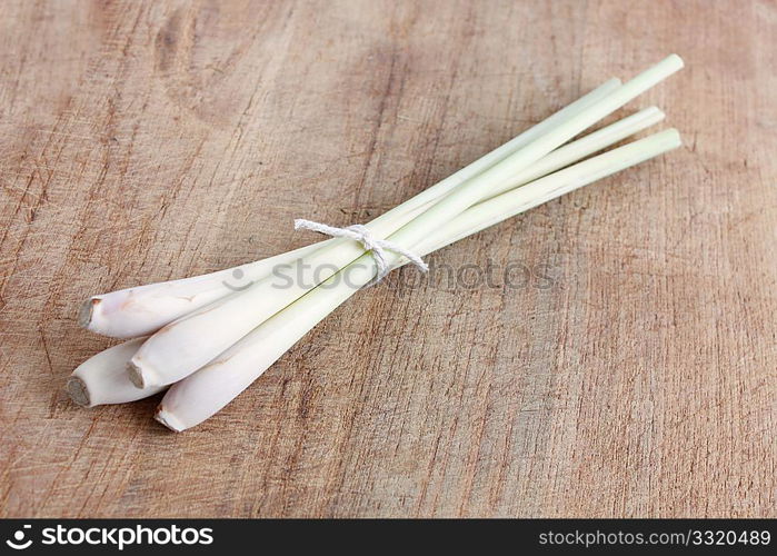 Lemon grass isolated on a wooden bg