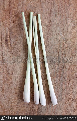 Lemon grass isolated on a wooden bg