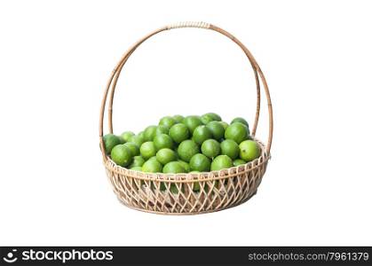 Lemon green on Rattan Basket isolated